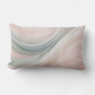 Soft Mint and Pink Coastal Waves Lumbar Cushion