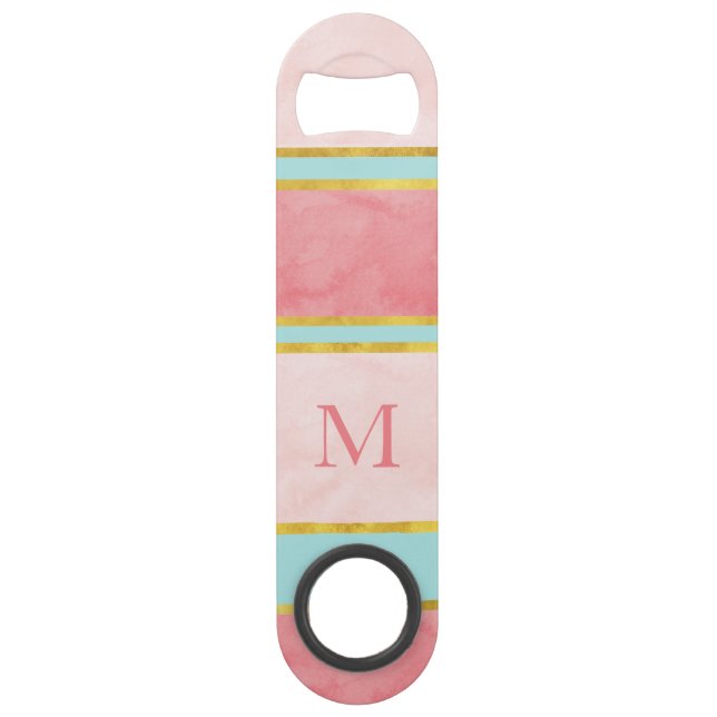 Soft Mint Coral Gold Blush Stripes (Front)
