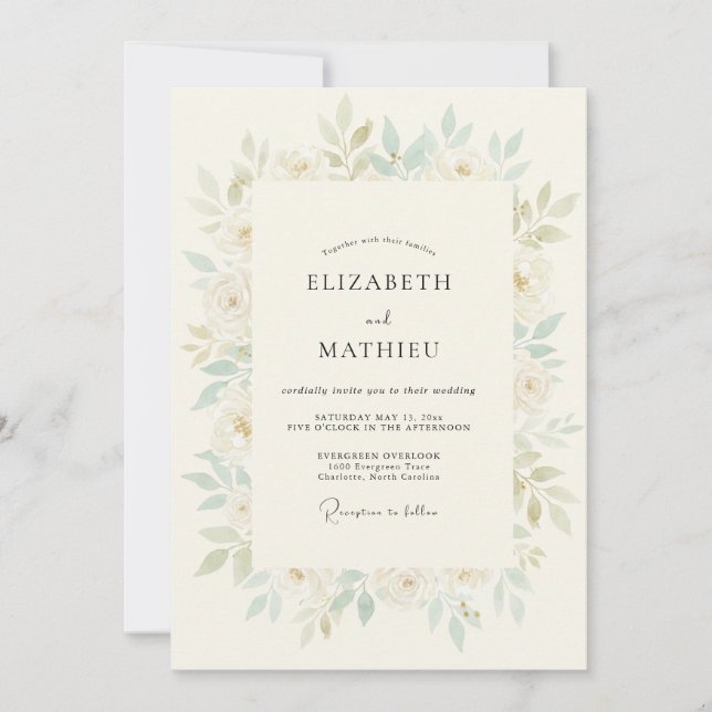 Soft Mint Delicate Spring Wedding Invitation (Front)