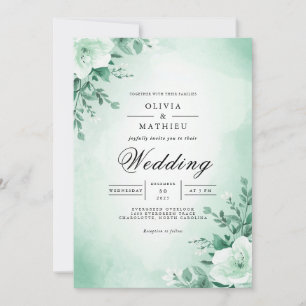Soft Mint Floral Archway Wedding Invitation