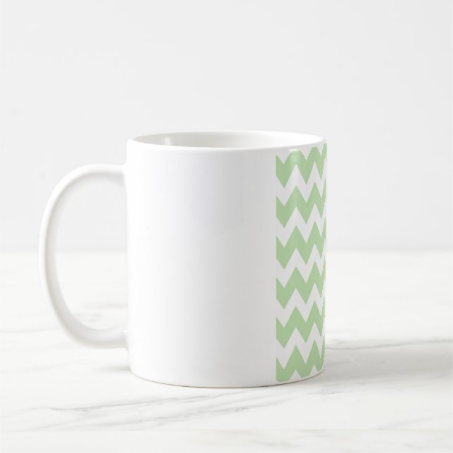 Soft Mint Green Chevron – Clean White Zigzag Coffee Mug (Left)