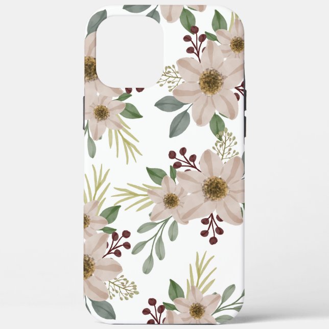 Soft Mint Green Floral Garden Pattern iPhone Case (Back)