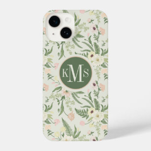 Soft Mint Green Garden Flower Pattern iPhone 14 Case