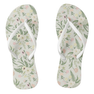 Soft Mint Green Garden Flower Pattern Jandals