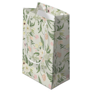 Soft Mint Green Garden Flower Pattern Small Gift Bag