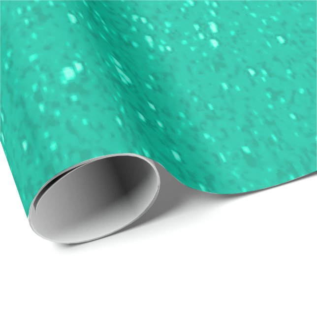 Soft Mint Green Glitter Print Wrapping Paper (Roll Corner)