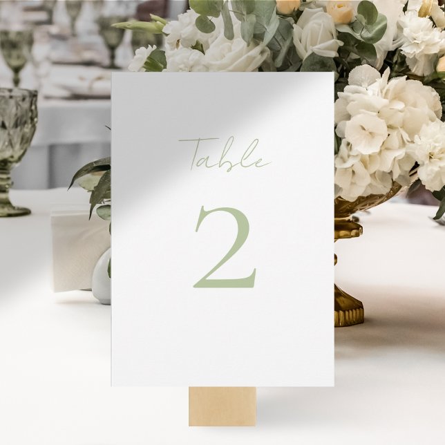 Soft Mint Green Script Wedding Table Number (Creator Uploaded)