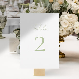 Soft Mint Green Script Wedding Table Number