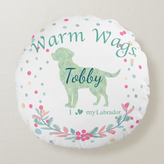 Soft Mint Labrador Retriever | Custom Christmas Round Cushion (Front)