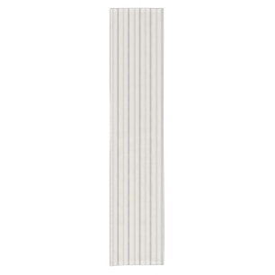 Soft Mist Blue Painterly Ticking Stripe Pattern Short Table Runner