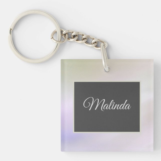 Soft Mist Customisable Name Acrylic Keychain (Front)