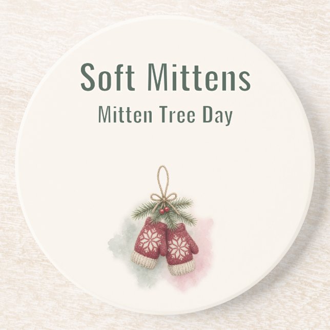 Soft Mittens Mitten Tree Day Coaster (Front)