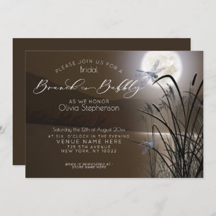 Soft Mocha Brunch Bubbly Full Moon Dragonfly Invitation