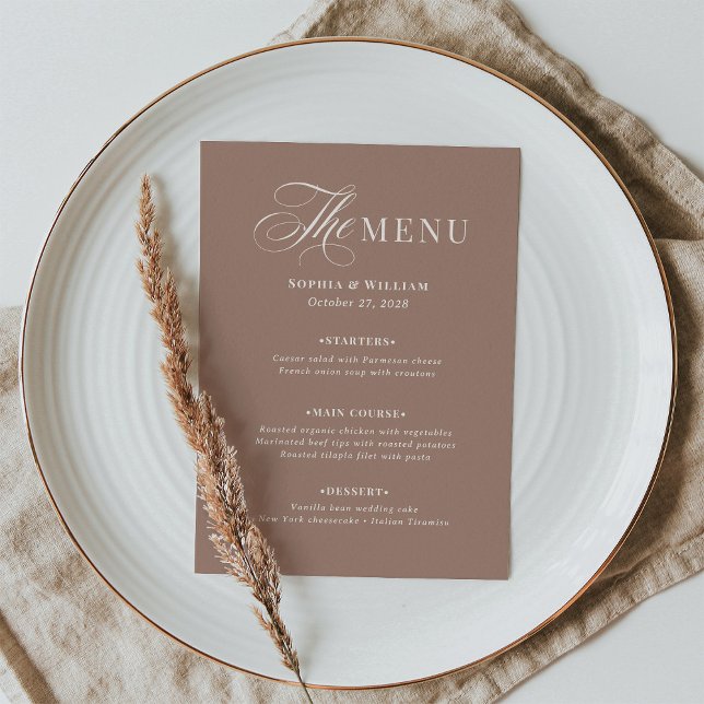 Soft Mocha Taupe | Elegant Neutral Wedding Menu (Creator Uploaded)