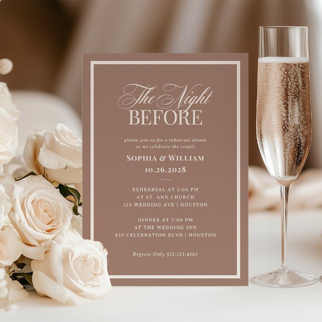 Soft Mocha Taupe | Luxe Neutral Rehearsal Dinner Invitation (Creator Uploaded)