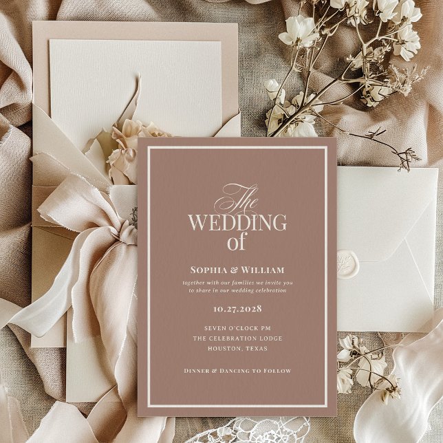 Soft Mocha Taupe | Luxe Neutral Wedding Invitation (Creator Uploaded)