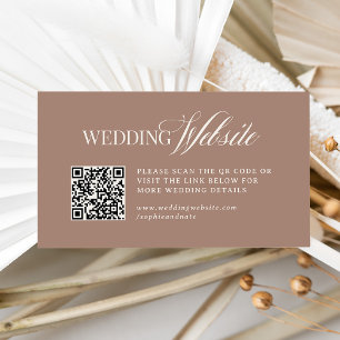 Soft Mocha Taupe   Luxe Wedding Website QR Code Enclosure Card