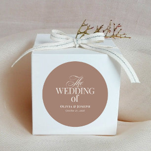 Soft Mocha Taupe Neutral Luxe Wedding Classic Round Sticker