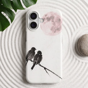 Soft Moon Birds Pastel Phone Case - iPhone