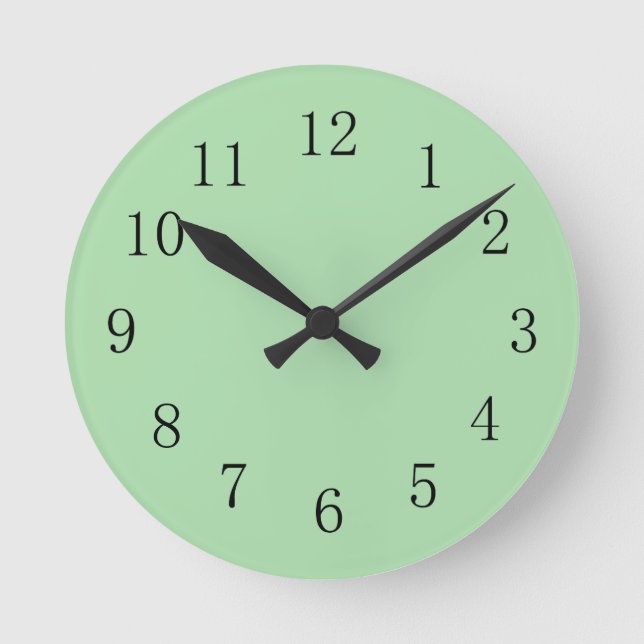 Soft Moss Green Colour Wall Clock (Front)