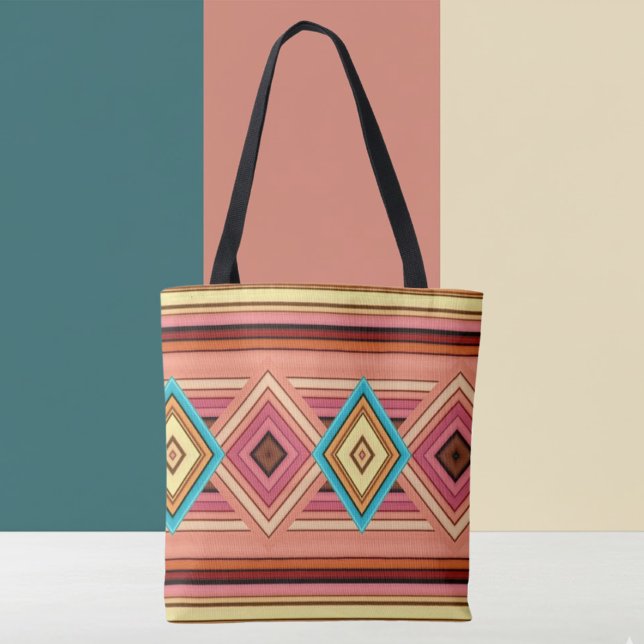 Soft Multi-Color Diamond & Stripe Tote Bag (Creator Uploaded)