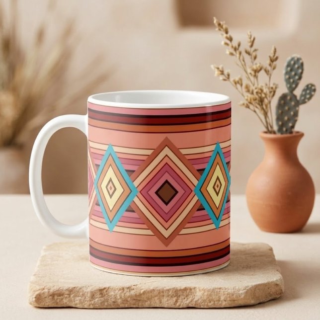 Soft Multi-Colour Diamond & Stripe Coffee Mug (Creator Uploaded)