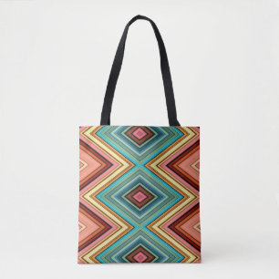 Soft Multi-Colour Diamond & Stripe Tote Bag