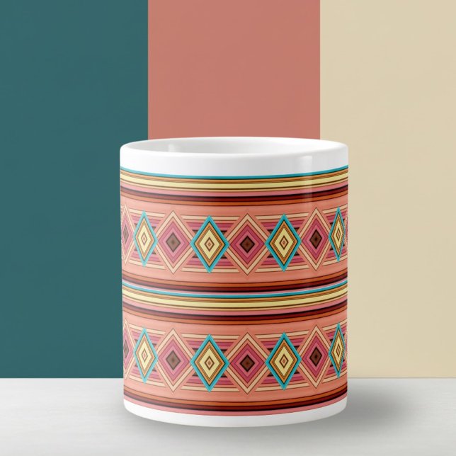 Soft Multi-Coloured Diamond & Stripes Speciality M Large Coffee Mug (Creator Uploaded)