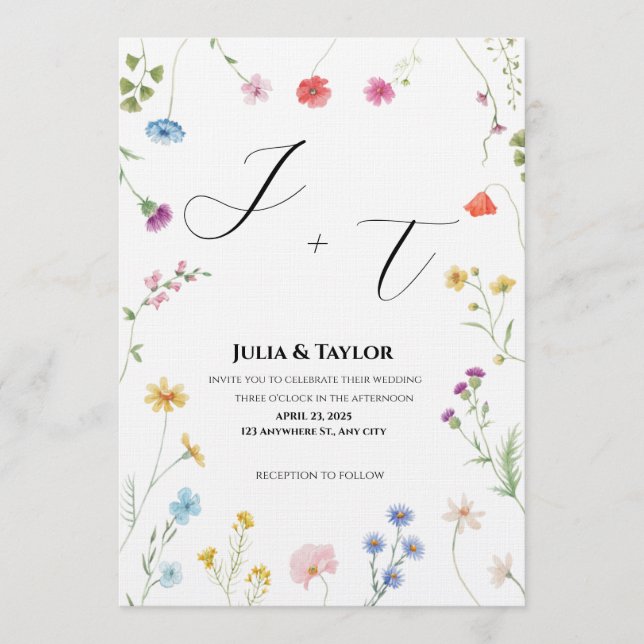 Soft Multicolor Floral Invitation (Front)