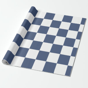 Soft Muted Blue White Checkered – Calm Elegant Wrapping Paper