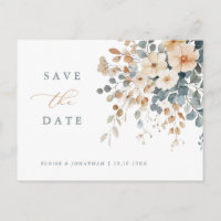 Soft Muted Earthy Tone Floral Save the Date