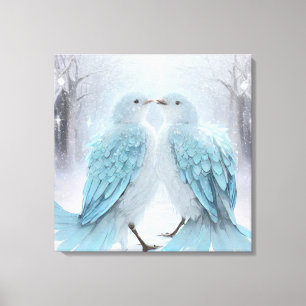 *~* Soft Muted  Love Birds AP54 Art Winter Canvas Print