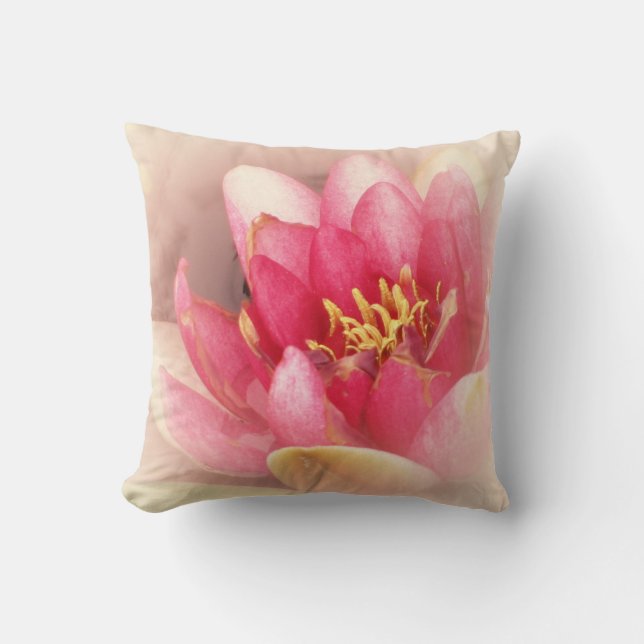 Soft Muted Pink Water Lily THROW PILLOW (Front)