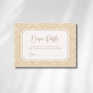 Soft Natural Brown Ornament Leaf Diaper Raffle Enclosure Card