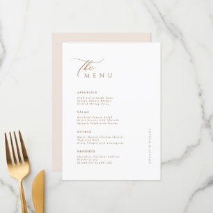 Soft Natural Pastel Beige Wedding Menu