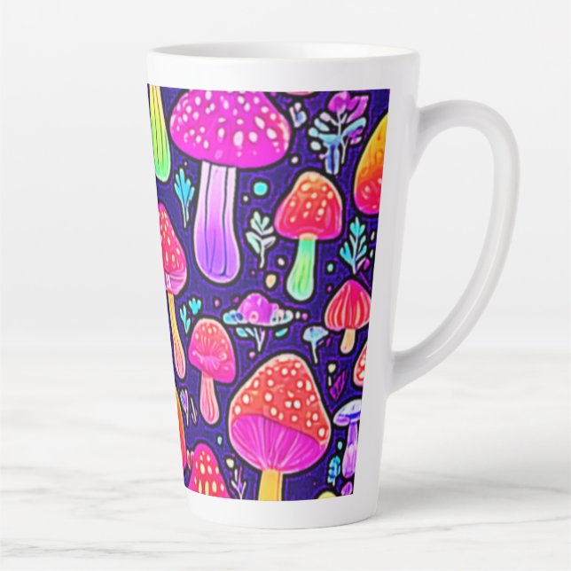 Soft Neon: Cartoon Mushroom Patch Latte Mug (Right)