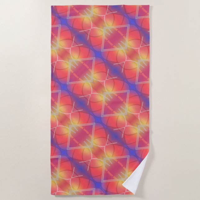 Soft Neon Layered Abstract Design  Beach Towel (Front)