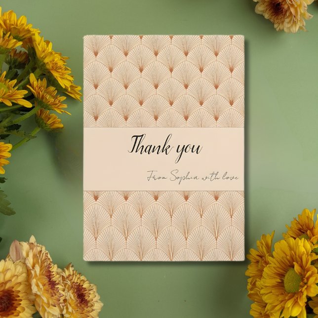 Soft Neutral Art Deco Thank You Card (Custom Text) (Creator Uploaded)