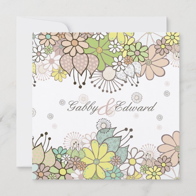 Soft Neutral Blooms Wedding Invitation Invite (Front)