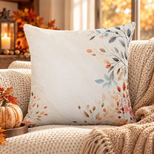 Soft Neutral Fall Floral & Botanical Leaves Cushion