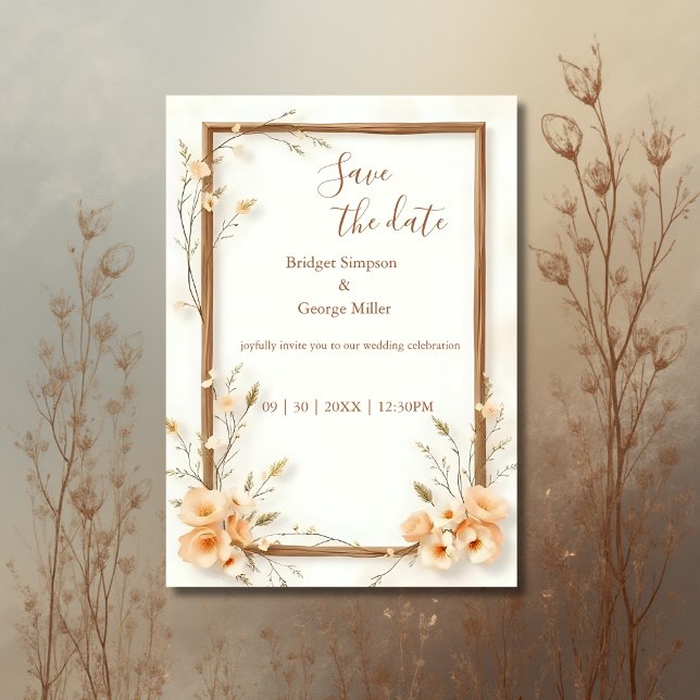 Soft Neutral Floral Bouquet wedding Save the Date Invitation (Creator Uploaded)