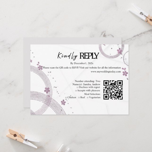 Soft Neutral Floral Wedding RSVP Card (Front/Back In Situ)
