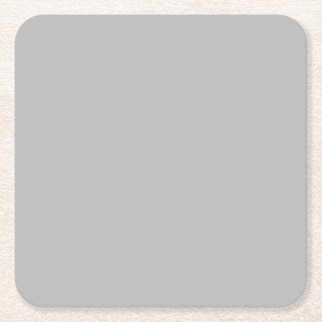 Soft Neutral Grey Solid Colour Pairs Chic Shadow Square Paper Coaster (Front)