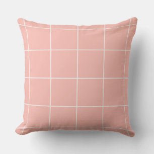 Soft Neutral Grid Pattern Minimal Check Design Cushion