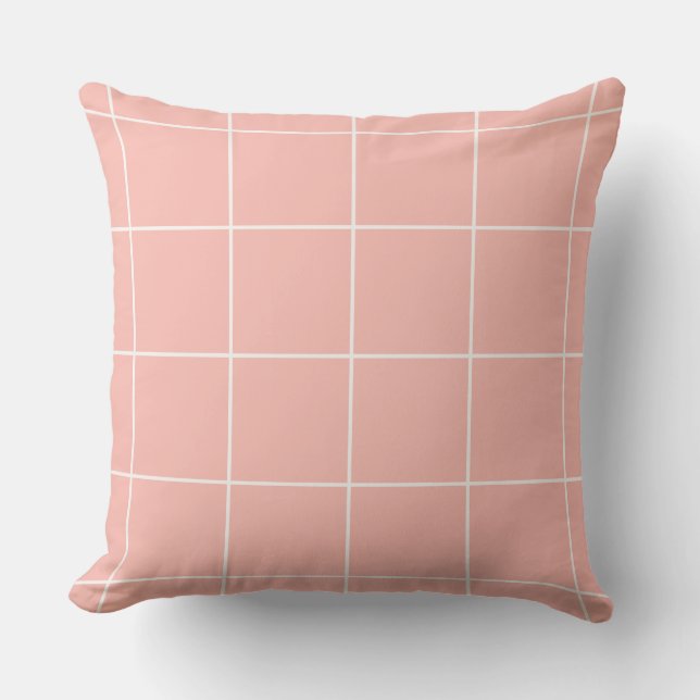 Soft Neutral Grid Pattern Minimal Check Design Cushion (Front)