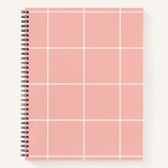 Soft Neutral Grid Pattern Minimal Check Design Notebook (Front)