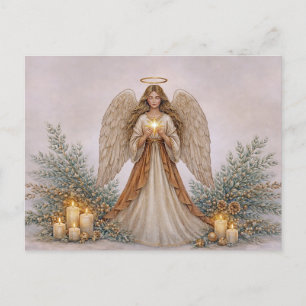 Soft Neutral Watercolor Christmas Angel Holiday Postcard
