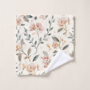 Soft Neutral Wildflower Sage Watercolor Botanical Wash Cloth