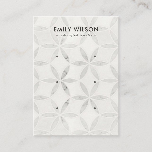 SOFT OFF WHITE FLORAL 3 STUD EARRING DISPLAY CARD (Front)