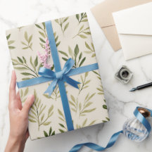 Soft Olive Beige Olive Branch Watercolor Pattern